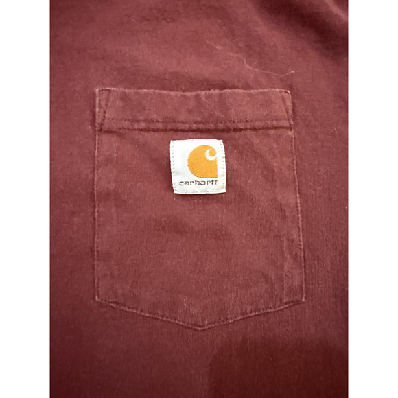 Carhartt TShirt Mens 2XL Burgundy Original Fit Pocket Workwear Heavyweight Tee - Picture 2 of 6